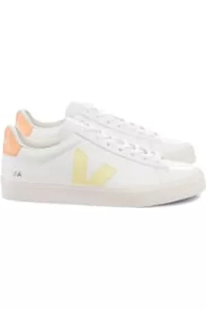 Veja Women Sneakers - Campo Chrome Free Leather Trainers - White Sun Peach
