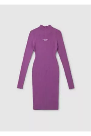 Calvin Klein Women Bodycon Dresses - Women's Stacked Logo Bodycon Knit Dress In Iris Orchid