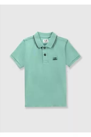 C.P. Company Boys Polo T-Shirts - Kids Striped Collar Polo Shirt In Mineral