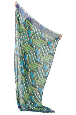 Ma poésie Women Winter Scarves - Colorful checked wool scarf Octave green