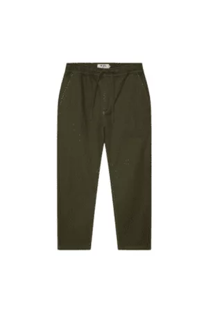 Wax London Men Twill Pants - Kurt Trousers In Khaki Organic Cotton Twill