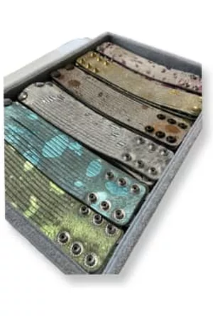 Luxury Bubble Men Bracelets - Adjustable Cow Hide Cuff With Acid Foil Detail