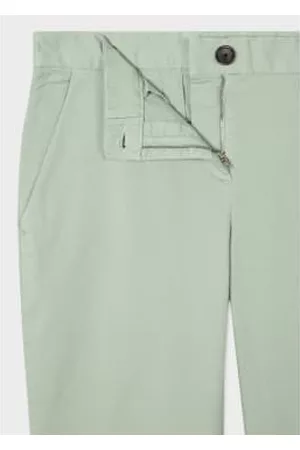 Paul Smith Women Slim Jeans - Mint Cotton Brushed Slim Fit Chinos