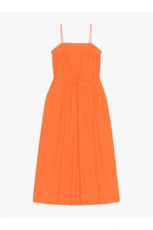 Ganni Women Maxi Dresses - Cotton Poplin Maxi Strap Dress - Vibrant