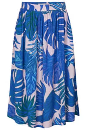 Lollys Laundry Women Printed Skirts - Bright Tropical Leaf Print Midi Skirt