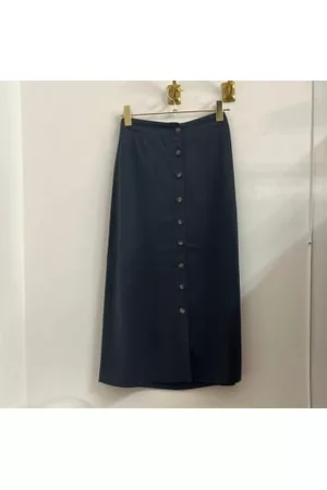 Anorak Women Midi Skirts - Indi & Cold Linen Midi Skirt Charcoal Button Through