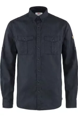 Fjällräven Men Long Sleeved Shirts - Ovik Travel Long Sleeve Shirt - Dark Navy