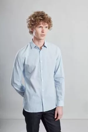 L'exception Paris Men Long Sleeved Shirts - Light Chequered Japanese Organic Cotton Shirt