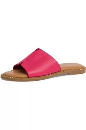 Tamaris Women Slippers - Leather Sliders In Coral