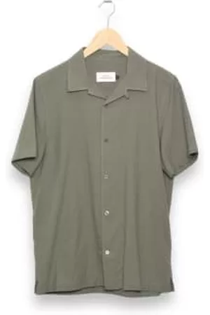 About Men Short sleeved Shirts - Kuno Shortsleeve Eco Seersucker Dusty Olive