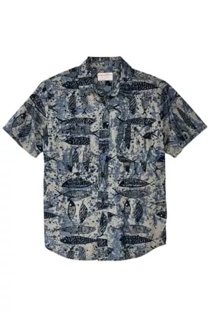 Filson Men Short sleeved Shirts - Short Sleeve Chambray Shirt - Ink Fish Print