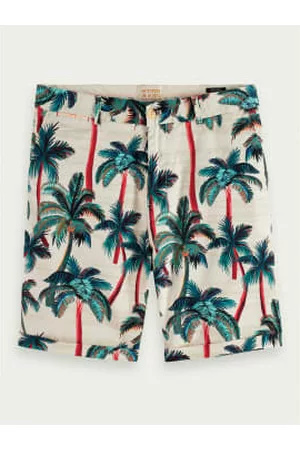 Scotch&Soda Men Bermudas - Stuart printed Bermuda shorts - ecru palm trees