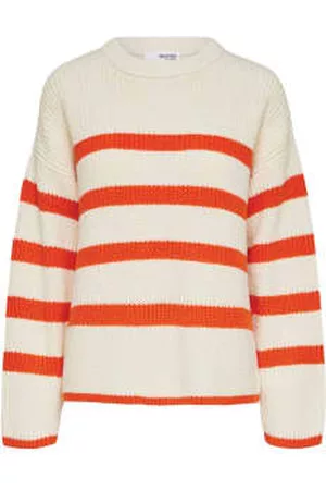 SELECTED Women Cardigans - Bloomie Knit In Snow & Orange