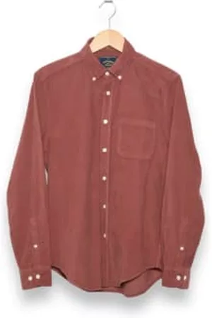 Portuguese Flannel Men Shirts - Cord Button Down Bordeaux