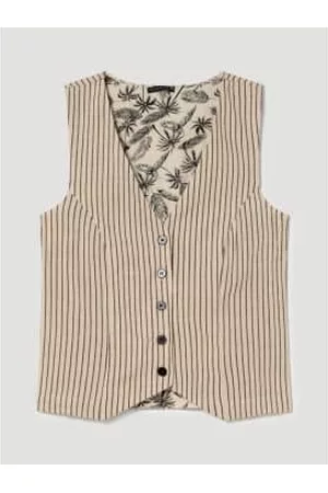 SKATÏE Women Gilets - Stripe Linen Vest So5j251v