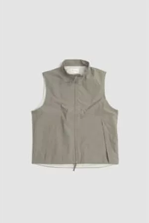 STILL BY HAND Men Gilets - Stand Collar Outer Vest Greige