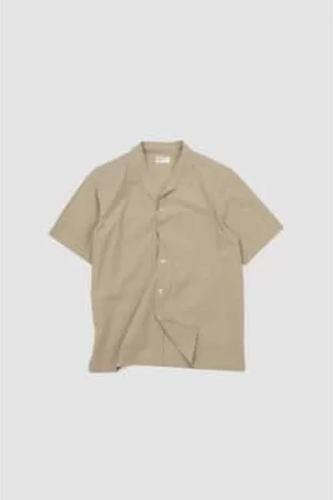 Universal Works Men Short sleeved Shirts - Minari Shirt Typewriter Chambray Sand
