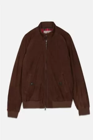Baracuta Men Leather Jackets - G9 Harrington Jacket - Chocolate Suede