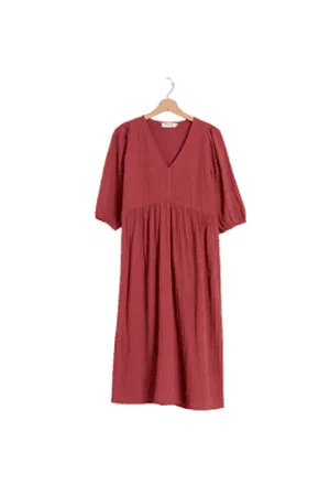 Indi & Cold Women Tunic Dresses - Cotton Tunic Dress In Raspberry