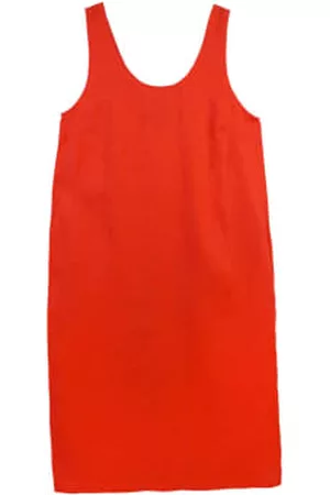 LF Markey Women Shift Dresses - Basic Shift Linen Dress In Vermillion