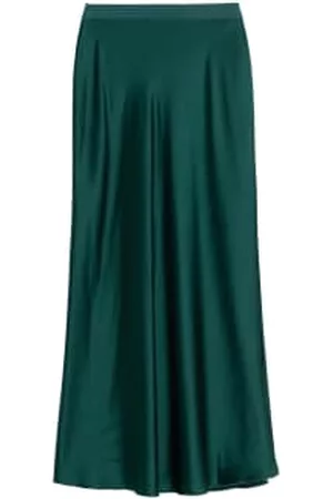 Ahlvar Gallery Women Midi Skirts - Hana Satin Skirt Emerald