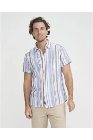 Holebrook Men Short sleeved Shirts - Multi Coloured Stripe Thomas Shirt