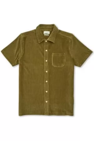 OLIVER SPENCER Men Short sleeved Shirts - Riviera Short Sleeve Jersey Shirt In Lulworth Sage