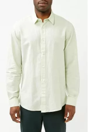 SELECTED Men Long Sleeved Shirts - Vetiver Regular Linen Shirt