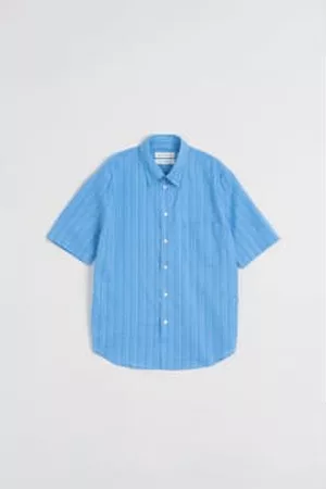 A KIND OF GUISE Men Short sleeved Shirts - Banepa Shirt Sapphire Stripe