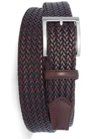 Robert Charles Belts Men Belts - 35mm and Brown Leather Woven Belt