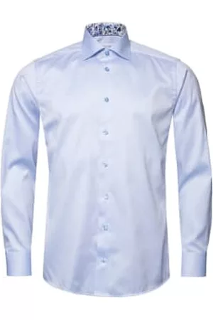 Eton Men Twill Shirts - Sky Contemporary Fit Signature Cotton Twill Shirt with Contrast Details