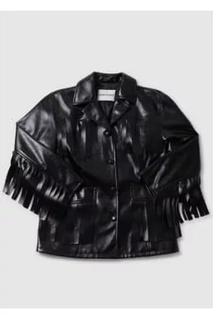 Stand Studio Women Leather Jackets - Womens Sienna Faux Leather Fringed Jacket In