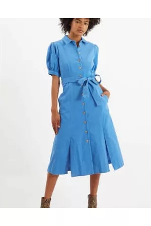 Louche Women Puff Sleeve & Puff Shoulder Dresses - Mollie Baby Cord Puff Sleeve Midi Dress In