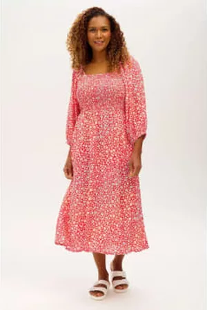 Sugarhill Brighton Women Midi Dresses - Raquel Midi Shirred V-neck Dress Rainbow Daisies