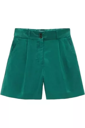 Woolrich Women Shorts - Pure Purgon Poplin shorts Woman Evergreen
