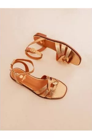 Bobbies Women Leather Sandals - Flat leather sandals Hisaé or Sepia