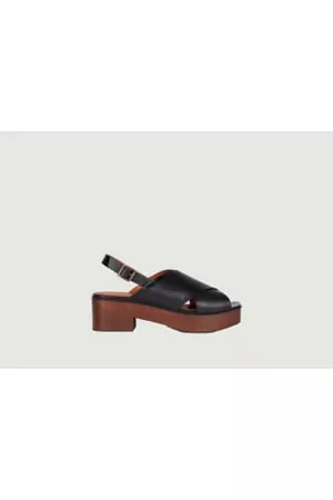 ANTHOLOGY PARIS Women Leather Sandals - Leather And Wood Sandals Pretoria