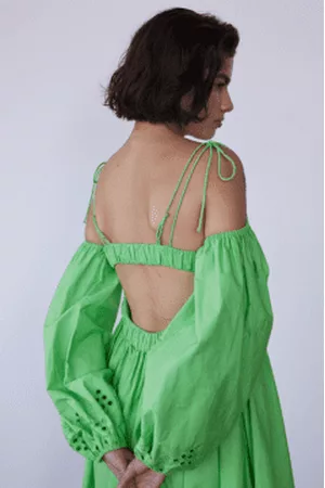 Damson Madder Women Midi Dresses - Edwina Scrunchie Bardot Midi Dress