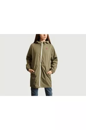 der flotte Boy Women Rainwear - Khaki Amelot Recycled Canvas Long Raincoat