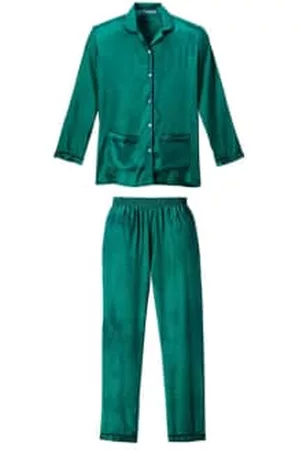 Germaine des prés Women Pajamas - Camille Silk Pyjamas - Emerald