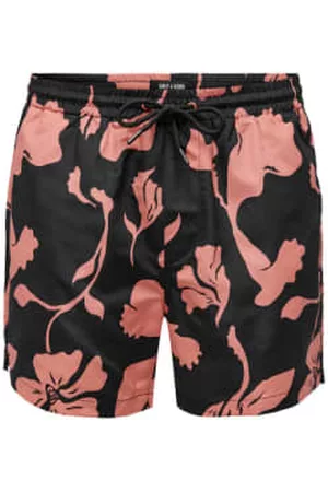 Only & Sons Men Swim Shorts - Only And Sons Floral Swim Shorts & Pink