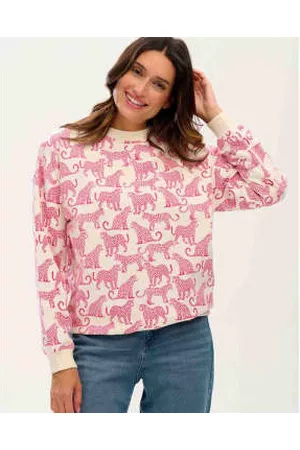 Lilac Rose Women Sweatshirts - Sugarhill Eadie Relaxed Sweatshirt In Off-white Pink Leopards
