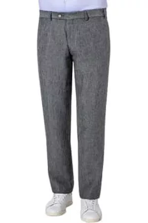 Hiltl Men Skinny Pants - Tarent Slim Straight Linen Trousers In Dark Grey