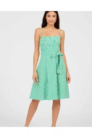 Lilac Rose Women Printed Dresses - Pretty Vacant Tilly Dress In Green Gingham Print