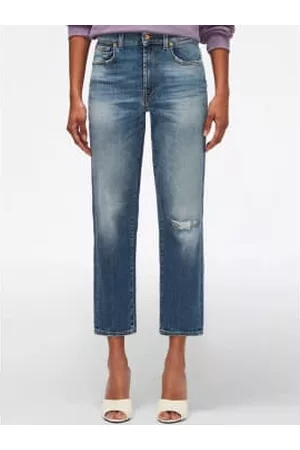 7 for all Mankind Women Straight Jeans - Light The Modern Straight Rewrite Wash Jeans