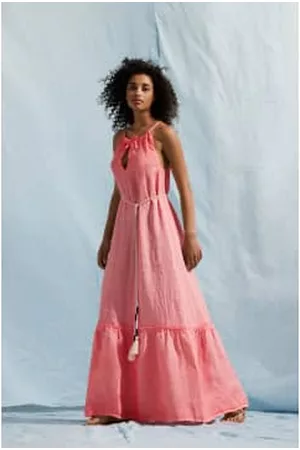 120% Linen Women Cup Padded Dress - Yow49g9 Sunset Soft Fade Dress