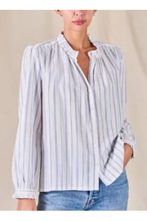 M.A.B.E Women Blouses - Blue Stripe Long Sleeve Blouse
