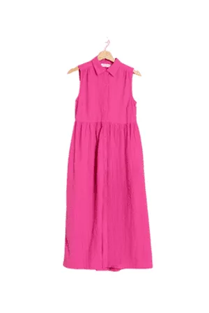 Indi & Cold Women Midi Dresses - Sleeveless Midi Smock Dress In Bright