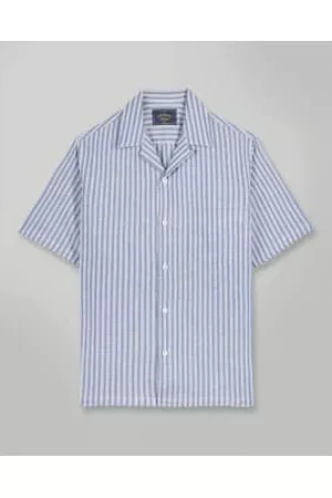 Portuguese Flannel Men Short sleeved Shirts - Jacquard Chambray Shirt