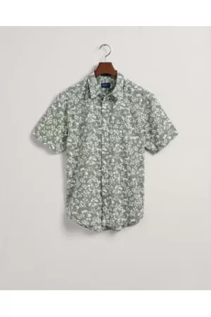 GANT Men Short sleeved Shirts - Regular Fit Floral Print Cotton Linen Short Sleeve Shirt In Kalamata